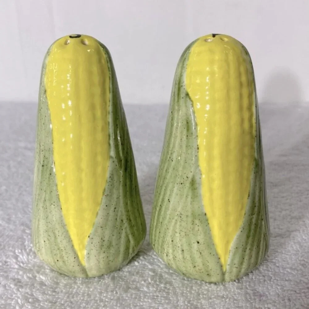 Vintage Ceramic Corn On The Cob Salt &  Pepper Shakers Cottagecore Countrycore
